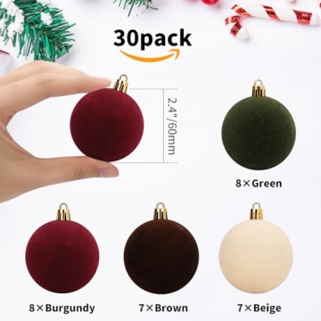 30 Velvet Xmas Balls - Elegant Holiday Ornaments