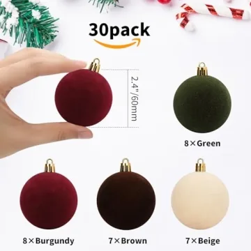 30 Velvet Xmas Balls - Elegant Holiday Ornaments