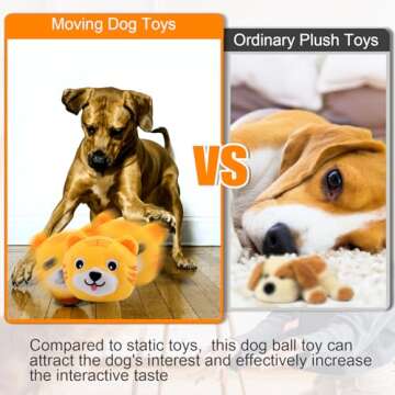 Interactive Dog Toys, Active Moving Pet Plush Toy for Dogs, Dog Squeaky Moving Ball Toys with Chewable Plush Cover&Music for Small Medium Large Dogs Chasing (Tiger Pattern)
