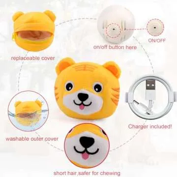 Interactive Dog Toys, Active Moving Pet Plush Toy for Dogs, Dog Squeaky Moving Ball Toys with Chewable Plush Cover&Music for Small Medium Large Dogs Chasing (Tiger Pattern)
