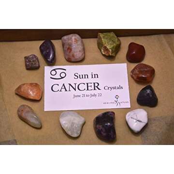 CANCER Zodiac Gemstone Kit Sun in Cancer Crystals Kit Cancer Stones Healing Crystals Set Healing Gemstones Complete Zodiac Cancer Stone Set