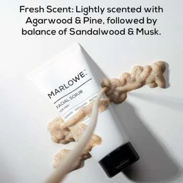 MARLOWE. No. 122 Men's Facial Scrub 6 oz, Light Daily Exfoliating Face Cleanser with Fresh Pine & Agarwood Scent
