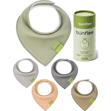 BUNFLEE Baby Bandana Drool Bibs for Boys and Girls - 5 Pack Soft and Absorbent Cotton Baby Bibs for ...