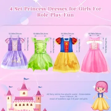Meland Princess Dress Up Trunk 4 Dresses & Accessories for Girls
