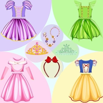 Meland Princess Dress Up Trunk 4 Dresses & Accessories for Girls