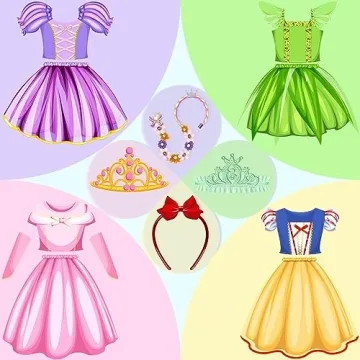 Meland Princess Dress Up Trunk 4 Dresses & Accessories for Girls