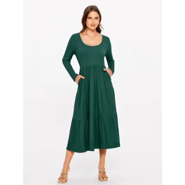 Glamaker Fall Long Sleeve Maxi Dress for Women