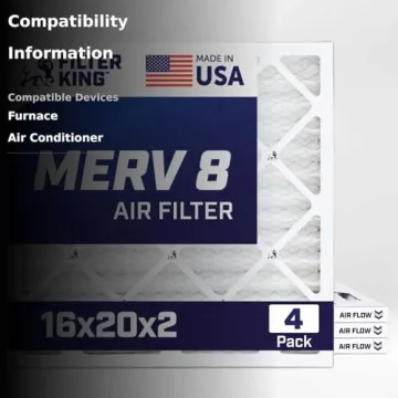 High-Performance 16x20x2 Air Filters - MERV 8, 4 Pack