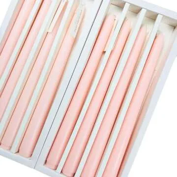 Valentine's Day Baby Pink Blush Taper Candles 10'' Non Toxic Candle Sticks Set of 8 | Rose Scented Natural Soy Wax Candlesticks for Home Decorations, Tapered Candles for Wedding House Warming Gifts