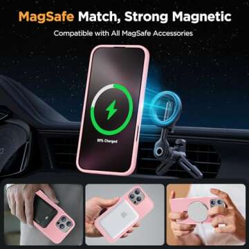 Miracase Magnetic Series for iPhone 16 Pro Max Case [Compatible with MagSafe] [with 2X Screen Protector] Military-Grade Protection, Slim Phone Case for 16 Pro Max 6.9 inch - Mes Pink