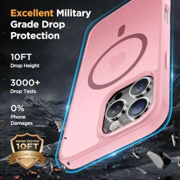 Miracase Magnetic Series for iPhone 16 Pro Max Case [Compatible with MagSafe] [with 2X Screen Protector] Military-Grade Protection, Slim Phone Case for 16 Pro Max 6.9 inch - Mes Pink