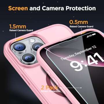 Miracase Magnetic Series for iPhone 16 Pro Max Case [Compatible with MagSafe] [with 2X Screen Protector] Military-Grade Protection, Slim Phone Case for 16 Pro Max 6.9 inch - Mes Pink