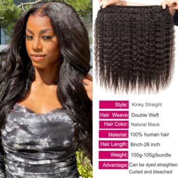 UNice 10A Yaki Kinky Straight Hair 100% Human Hair Bundles