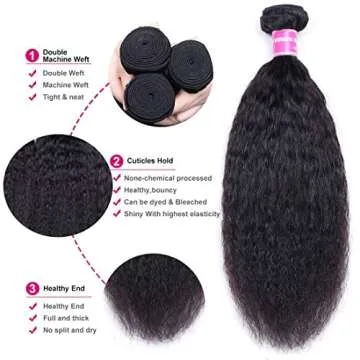 UNice 10A Yaki Kinky Straight Hair 100% Human Hair Bundles