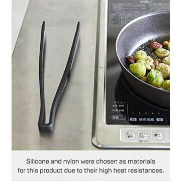 Yamazaki Home Silicone Kitchen Tongs, Silicone, No Assembly Req., Black