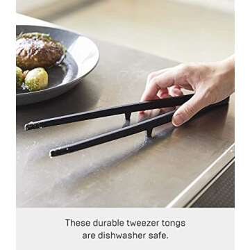 Yamazaki Home Silicone Kitchen Tongs, Silicone, No Assembly Req., Black