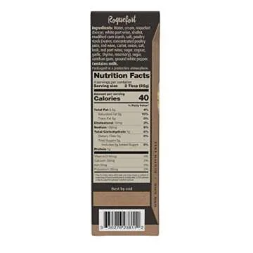 Roquefort Sauce: Vegetarian, No Added Sugar, Blue Cheese Dressing. A Premium Steak Sauce, Perfect with Chicken Wings and Delicious over Pasta.