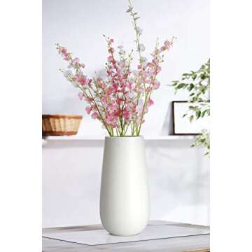 D'vine Dev 10 Inch Ivory Elegant Oval Ceramic Vase for Flowers, Home Décor Vase with Design Box, VS-LD-B-2