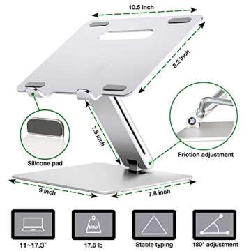 MPK Laptop Stand Adjustable Height,DJ Stand,Ergonomic Height Angle Adjustable Computer Laptop Holder All Laptops 11-17.3 inch