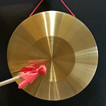 Exquisite 14.2" Chinese Brass Gong with Wooden Mallet - Perfect for Celebrations