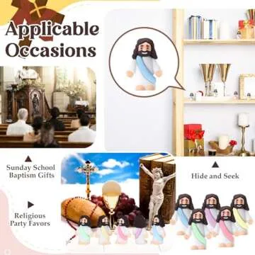 Bememo 25 Pcs Little Jesus Figures Original Design Mini Rubber Jesus Toys to Hide and Seek Religious Party Favors Sunday School Baptism Gifts (Macaron Color)