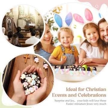 Bememo 25 Pcs Little Jesus Figures Original Design Mini Rubber Jesus Toys to Hide and Seek Religious Party Favors Sunday School Baptism Gifts (Macaron Color)