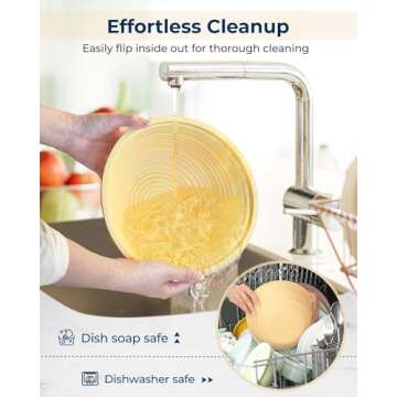 Lorzon Silicone Banneton Bread Proofing Baskets Set of 2, 9" Round & 10" Oval Foldable Sourdough Proofing Baskets, Silicone Proofing Bowls for Sourdough Bread, Easy to Clean and Store