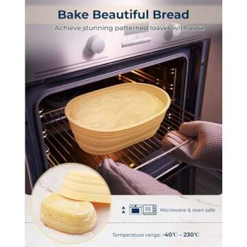 Lorzon Silicone Banneton Bread Proofing Baskets Set of 2, 9" Round & 10" Oval Foldable Sourdough Proofing Baskets, Silicone Proofing Bowls for Sourdough Bread, Easy to Clean and Store