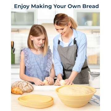 Lorzon Silicone Banneton Bread Proofing Baskets Set of 2, 9" Round & 10" Oval Foldable Sourdough Proofing Baskets, Silicone Proofing Bowls for Sourdough Bread, Easy to Clean and Store