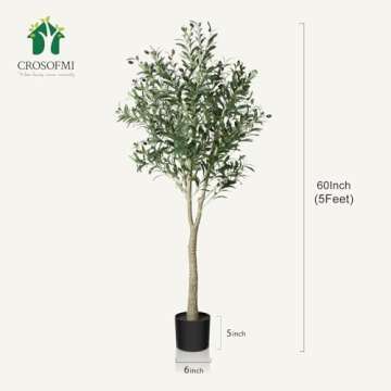 CROSOFMI 5ft Artificial Olive Tree for Year-Round Decor