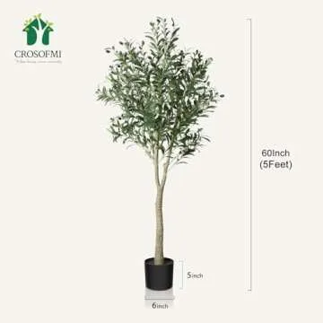 CROSOFMI 5ft Artificial Olive Tree for Year-Round Decor