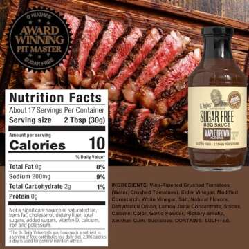 G Hughes Sugar Free, BBQ Sauce Variety Pack - Original, Honey, Maple Brown and Hickory, Gluten Free ...