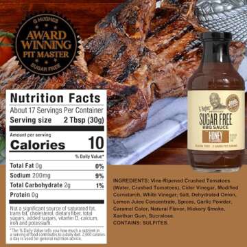 G Hughes Sugar Free, BBQ Sauce Variety Pack - Original, Honey, Maple Brown and Hickory, Gluten Free Sauces, Sugar Free BBQ Sauces - 18 Oz (4-Pack)