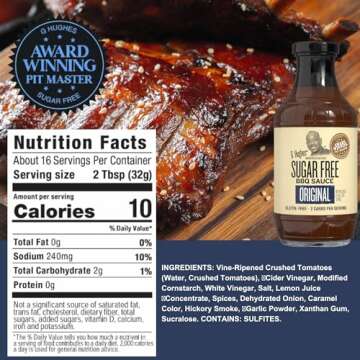 G Hughes Sugar Free, BBQ Sauce Variety Pack - Original, Honey, Maple Brown and Hickory, Gluten Free Sauces, Sugar Free BBQ Sauces - 18 Oz (4-Pack)