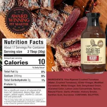 G Hughes Sugar Free, BBQ Sauce Variety Pack - Original, Honey, Maple Brown and Hickory, Gluten Free Sauces, Sugar Free BBQ Sauces - 18 Oz (4-Pack)