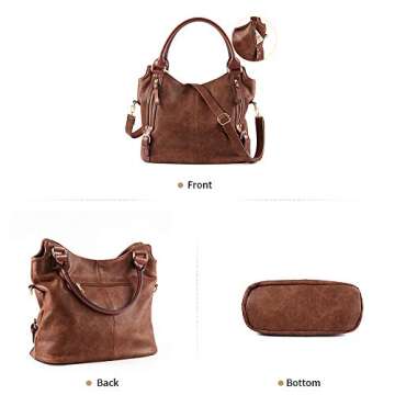 Plambag Women Tote Bag Handbags Hobo Shoulder Bag Faux Leather Purse