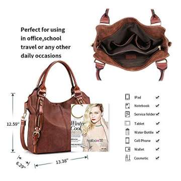 Plambag Women Tote Bag Handbags Hobo Shoulder Bag Faux Leather Purse
