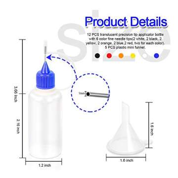 YGDZ 12pcs Precision Tip Applicator Bottles, 30ml Needle Tip Squeeze Glue Bottles for Paint Quilling...