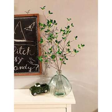 Beebel 3.5Ft 3PCS Artificial Branches Plants Eucalyptus Shrubs Greenery Stem Ficus Twig Fake Plastic Plant for Vase Bouquets Wedding Floral Arrangement Decor