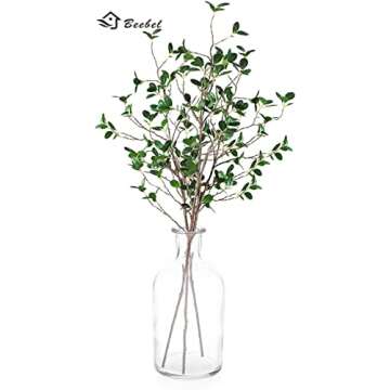 Beebel 3.5Ft 3PCS Artificial Branches Plants Eucalyptus Shrubs Greenery Stem Ficus Twig Fake Plastic Plant for Vase Bouquets Wedding Floral Arrangement Decor