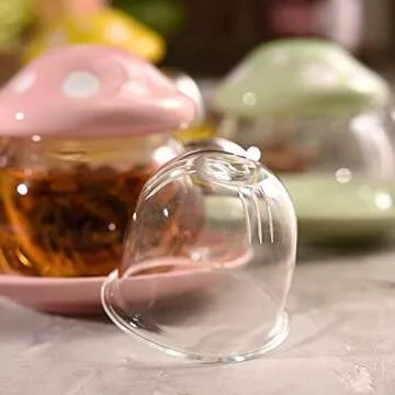 Mozacona Glass Mushroom Teacup Set for Unique Tea Enjoyment