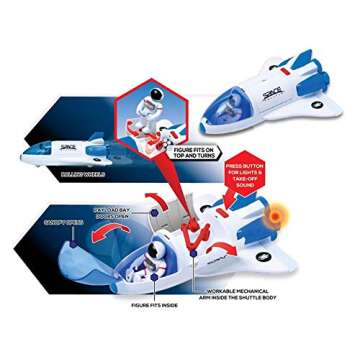 ASTRO VENTURE Space Playset - Toy Space Shuttle & Space Rover with Lights and Sound & 2 Astronaut Fi...