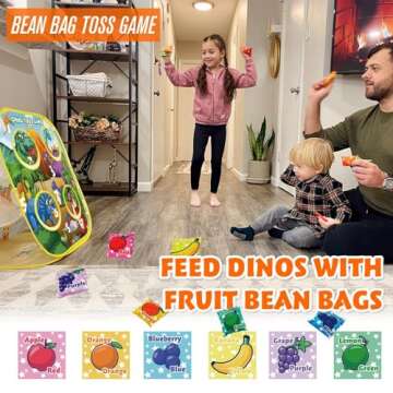 3-in-1 Dinosaur Bean Bags Toss Axes Throwing Sticky Balls Game for Kids 2 3 4 5 Years Old Toddlers I...