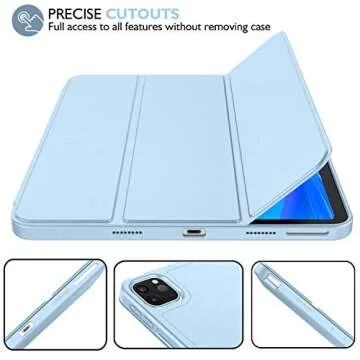 iMieet New iPad Pro 11 Inch Case 2022(4th Gen)/ 2021(3rd Gen) with Pencil Holder [Support iPad 2nd Pencil Charging/Pair],Trifold Stand Smart Case with Soft TPU Back,Auto Wake/Sleep(Sky Blue)