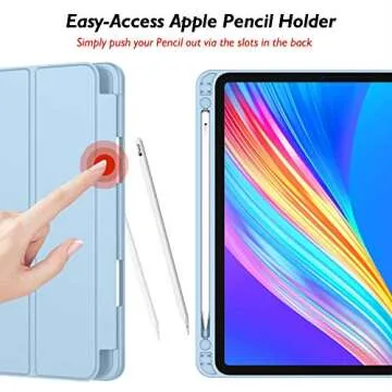 iMieet New iPad Pro 11 Inch Case 2022(4th Gen)/ 2021(3rd Gen) with Pencil Holder [Support iPad 2nd Pencil Charging/Pair],Trifold Stand Smart Case with Soft TPU Back,Auto Wake/Sleep(Sky Blue)