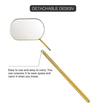 Pretty memory Large Lash Mirror, Stainless Steel Eyelash Mirror, Makeup Mirror for Lash Extension Supplies (Gold)
