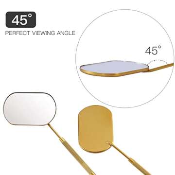 Pretty memory Large Lash Mirror, Stainless Steel Eyelash Mirror, Makeup Mirror for Lash Extension Supplies (Gold)