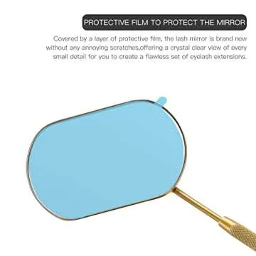 Pretty memory Large Lash Mirror, Stainless Steel Eyelash Mirror, Makeup Mirror for Lash Extension Supplies (Gold)