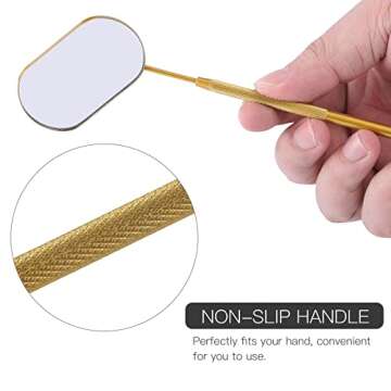 Pretty memory Large Lash Mirror, Stainless Steel Eyelash Mirror, Makeup Mirror for Lash Extension Supplies (Gold)