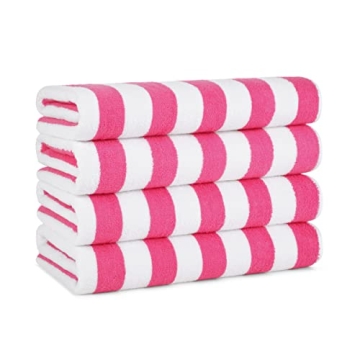 Arkwright California Cabana Stripe Beach Towel - Pack of 4 - Large Soft Quick Dry Cotton Terry Towel...